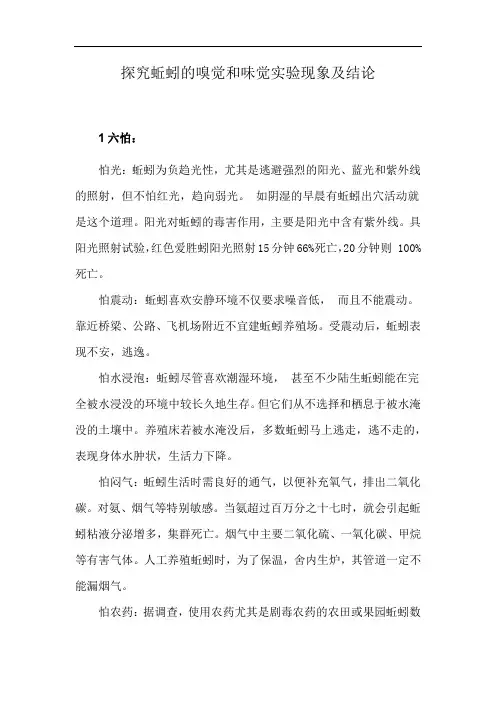 探究蚯蚓的嗅觉和味觉实验现象及结论