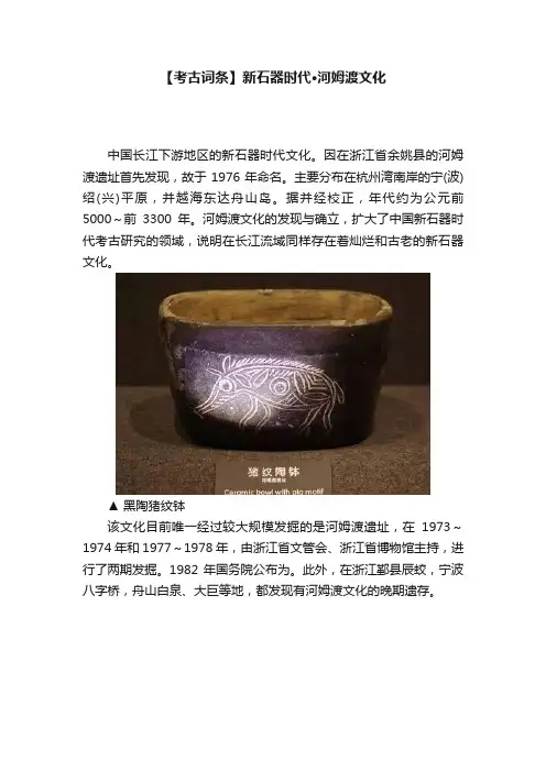 【考古词条】新石器时代·河姆渡文化