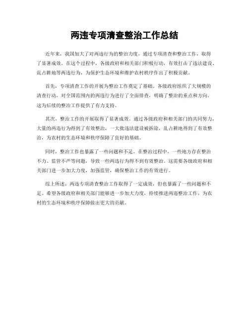 两违专项清查整治工作总结