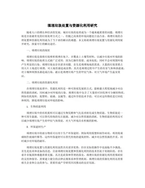 填埋垃圾处置与资源化利用研究