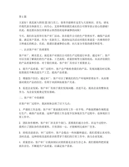 客户审厂新员工发言稿(3篇)