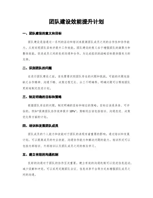 团队建设效能提升计划