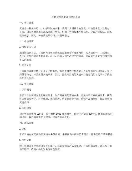 种植黄桃创业计划书怎么填