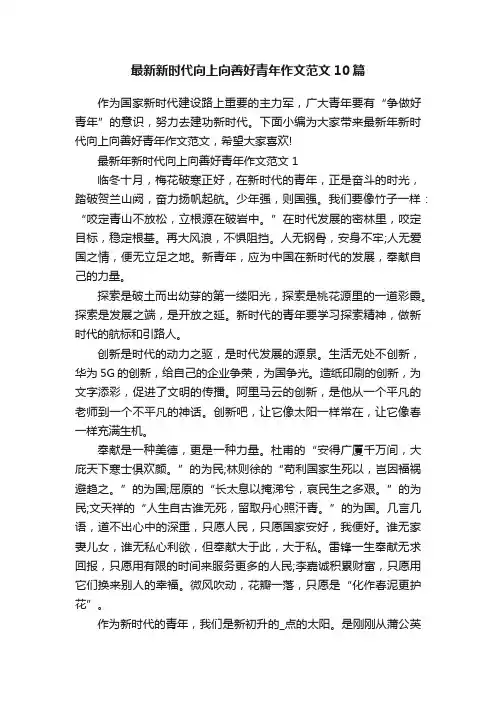 最新新时代向上向善好青年作文范文10篇