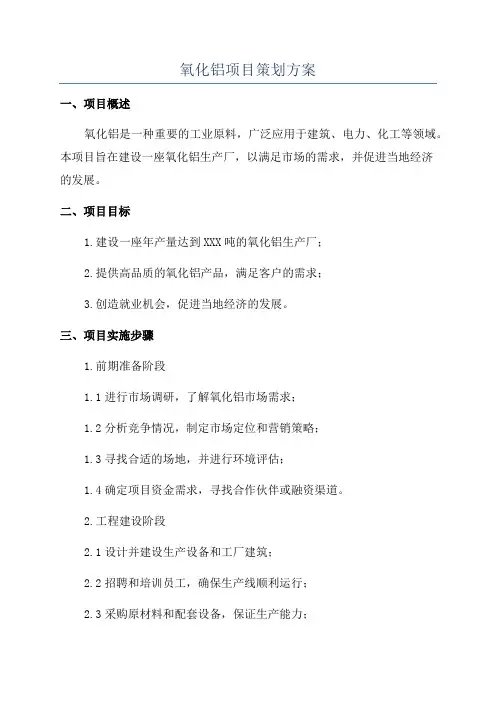氧化铝项目策划方案