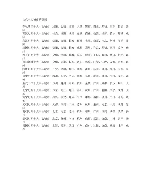 中国古代十大城市(精确版)