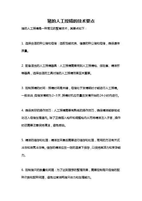 猪的人工授精的技术要点