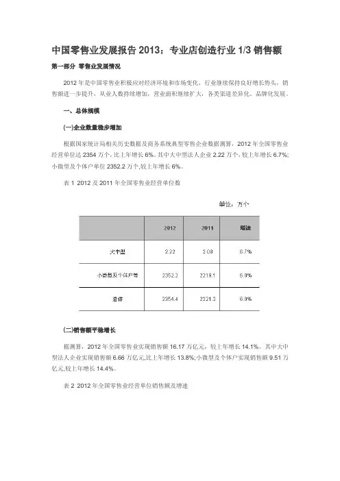 中国零售业发展报告2013