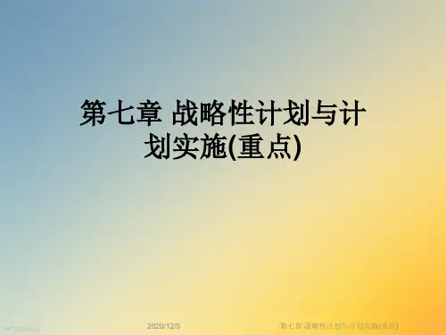 第七章 战略性计划与计划实施(重点)