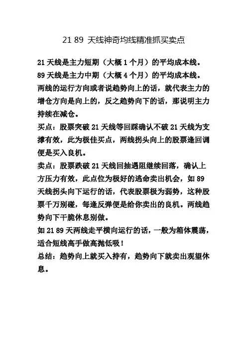 21 89 天线神奇均线精准抓买卖点