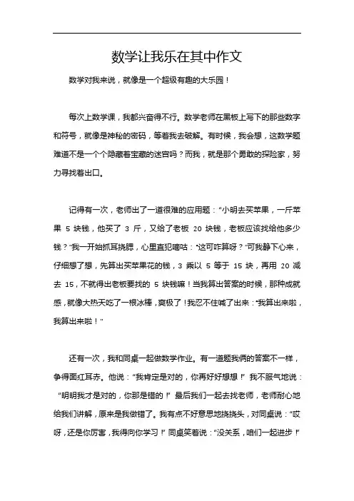 数学让我乐在其中作文