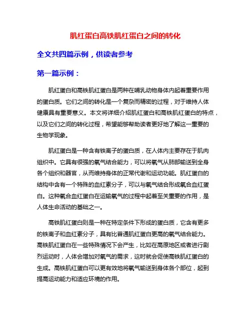 肌红蛋白高铁肌红蛋白之间的转化