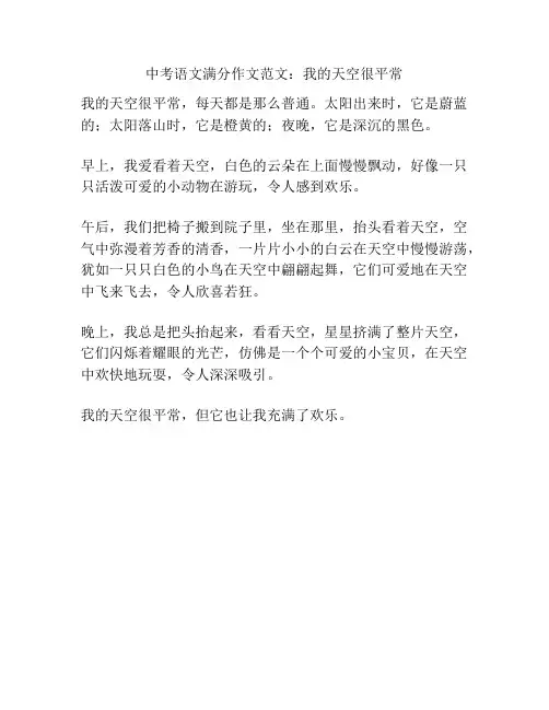 中考语文满分作文范文：我的天空很平常