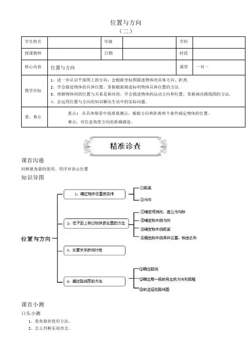 人教版小学数学六年级上册讲义 位置与方向(二)