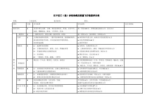 江干区门诊初诊病历质量检查评分表