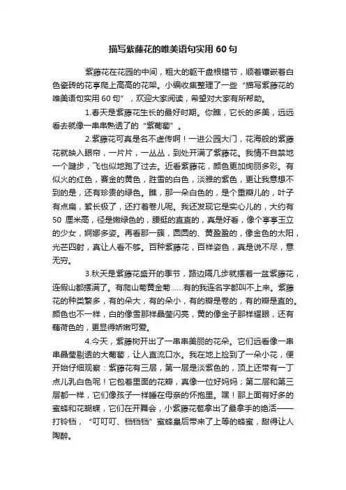 描写紫藤花的唯美语句实用60句
