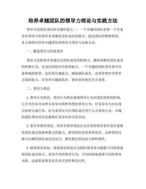 培养卓越团队的领导力理论与实践方法