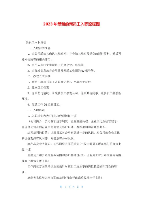 2023年最新的新员工入职流程图