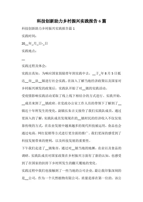 科技创新助力乡村振兴实践报告