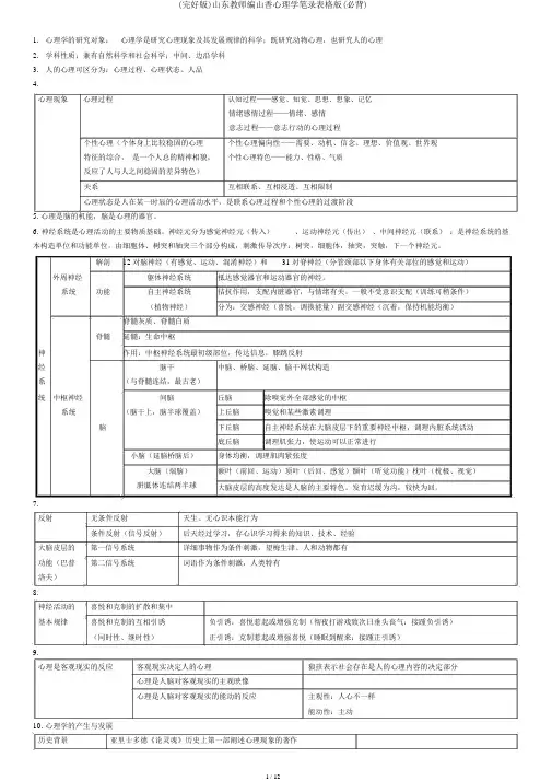 (完整版)山东教师编山香心理学笔记表格版(必背)
