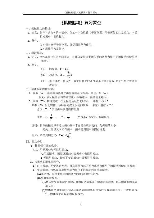 7《机械振动》复习要点