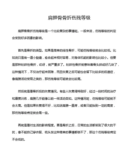 肩胛骨骨折 伤残等级