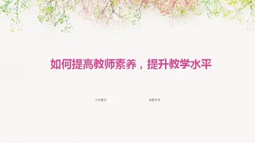 如何提高教师素养,提升教学水平