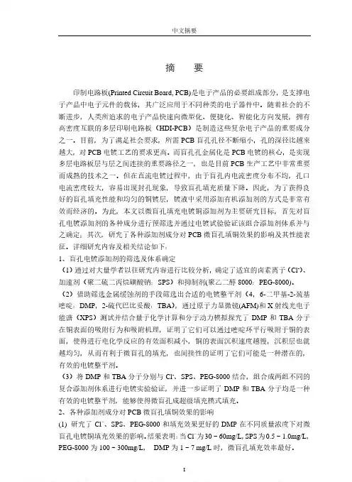 印制电路板酸性电镀铜电镀添加剂的应用及其机理研究