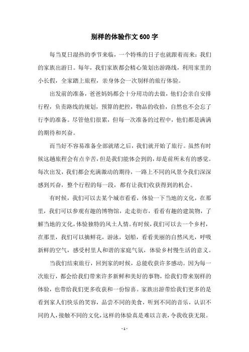 别样的体验作文600字