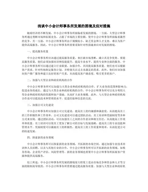 浅谈中小会计师事务所发展的困境及应对措施