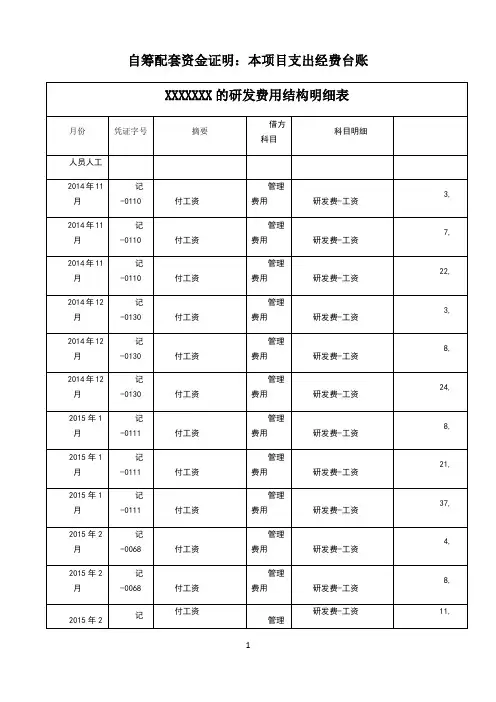 项目经费支出台账