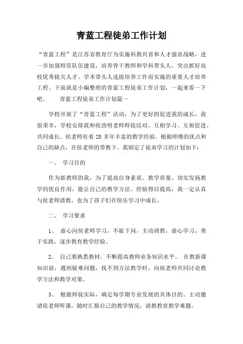 青蓝工程徒弟工作计划