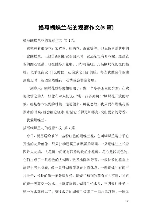 描写蝴蝶兰花的观察作文(5篇)