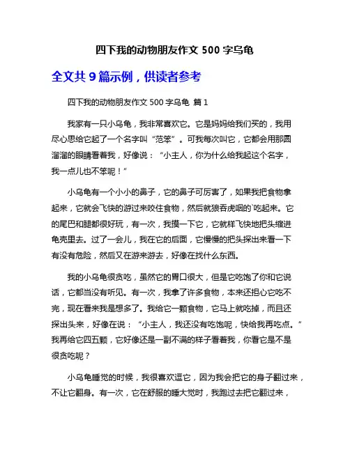 四下我的动物朋友作文500字乌龟