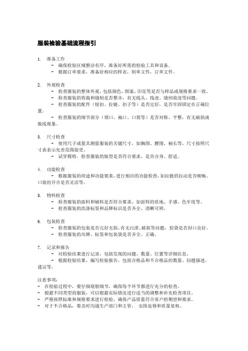 服装检验基础流程指引