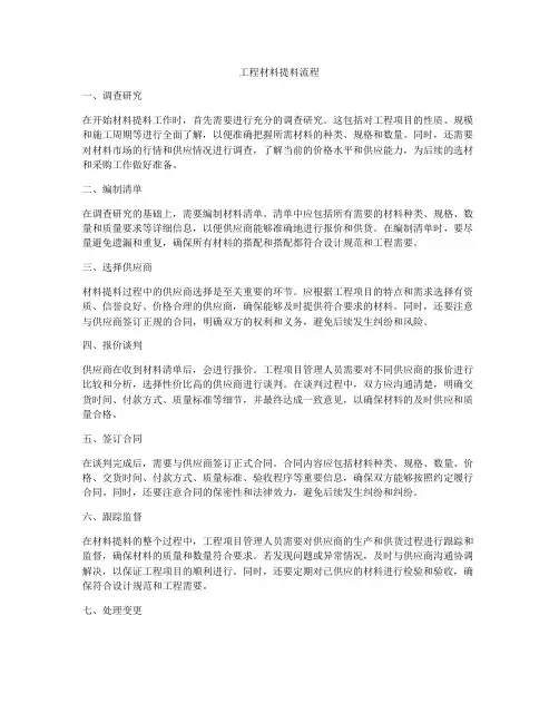 工程材料提料流程