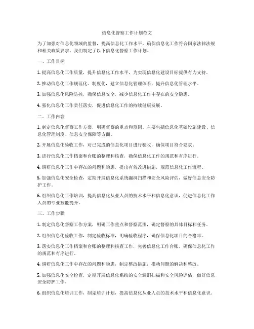 信息化督察工作计划范文