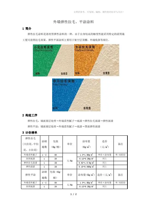 外墙弹性拉毛、平涂涂料