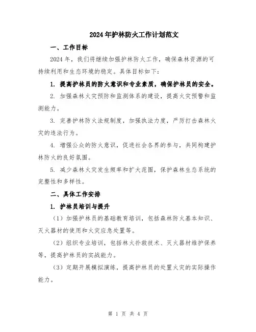 2024年护林防火工作计划范文