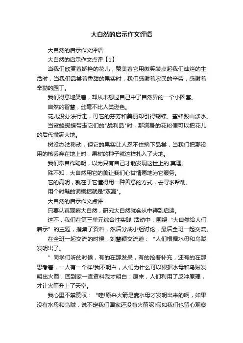 大自然的启示作文评语