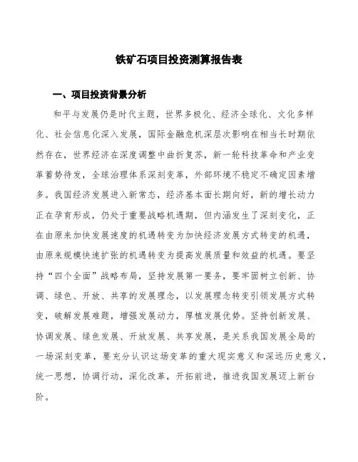 铁矿石项目投资测算报告表