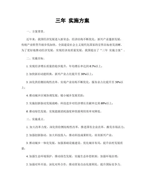 三年 实施方案