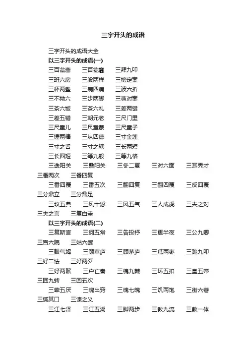 三字开头的成语