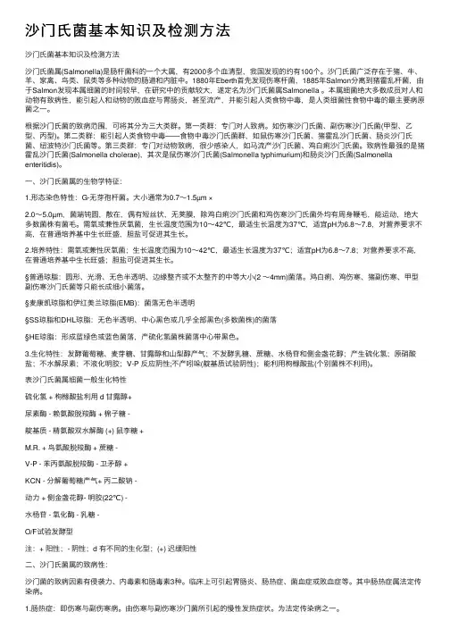沙门氏菌基本知识及检测方法