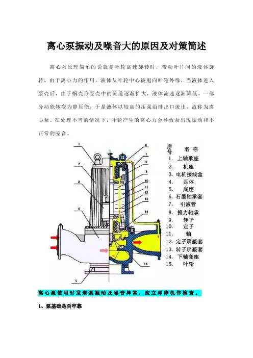 离心泵振动及噪音大的原因及对策简述