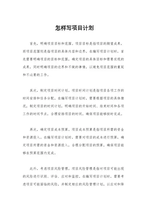 怎样写项目计划