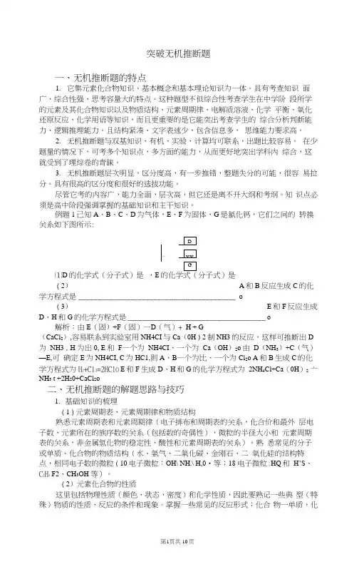 无机推断题的解题思路与技巧