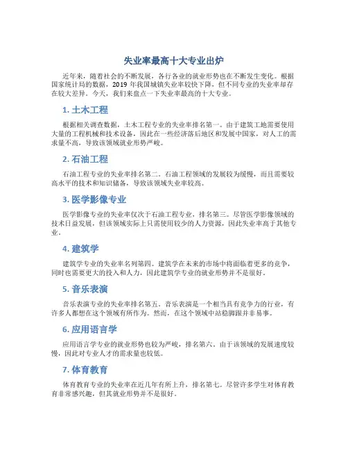 失业率最高十大专业出炉