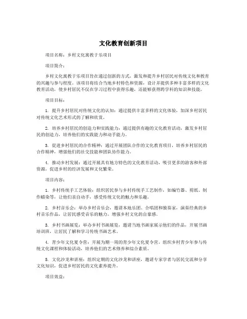 文化教育创新项目