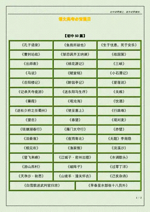 语文高考必背篇目